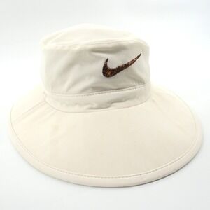 Nike Golf Bucket Hat Cream Wide Brim Adjustable‎ Drawstring Mens Medium Large